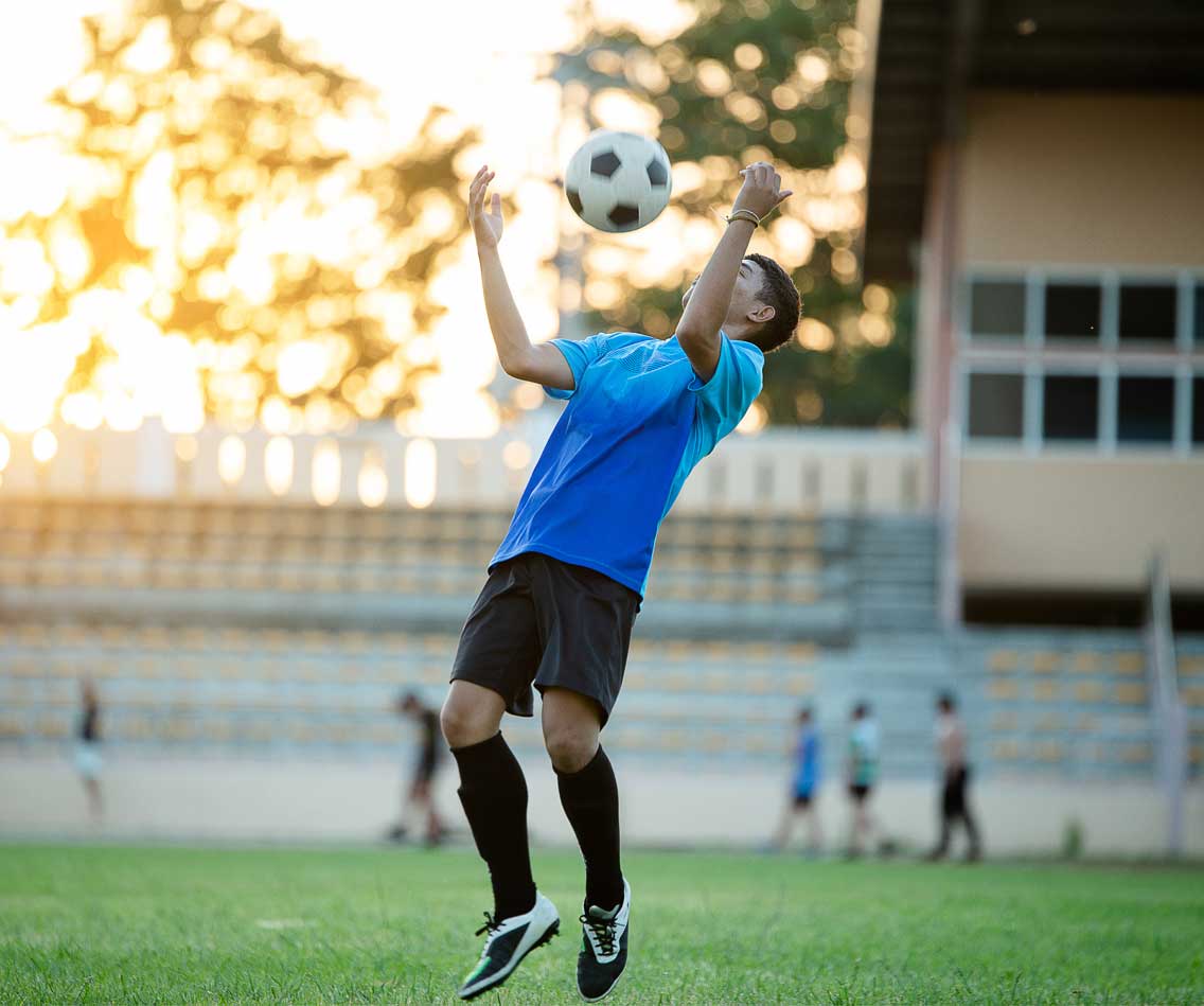 man playing football